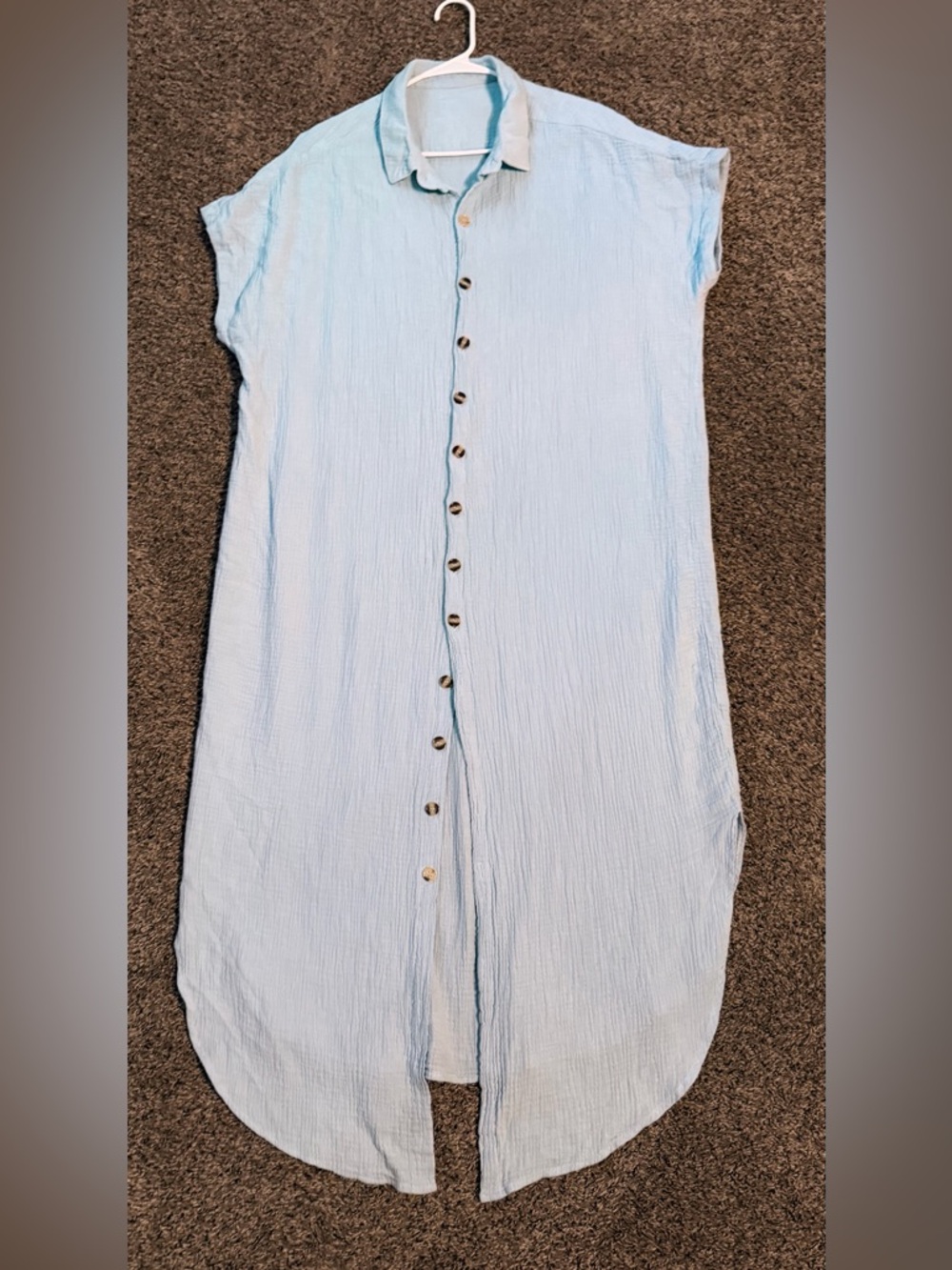 Light Blue Button-Front Swim Cover-Up Maxi - Picture 11 of 11